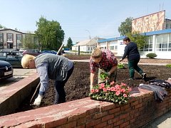 В Лысых Горах высаживают цветы