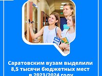 Региональным университетам выделили 8599 тысяч бюджетных мест в 2023/2024 году. Это на 122 больше, чем в прошлом учебном сезоне.