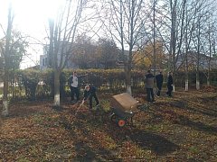 Ученики школы № 1 р. п. Лысые Горы навели порядок на пришкольном участке